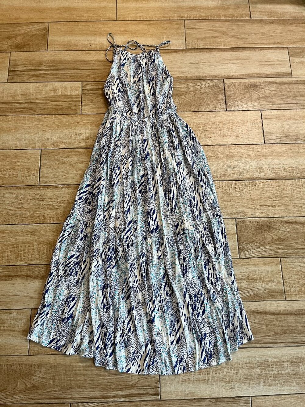 Womens NWT LoveStitch Blue Patterned Maxi Dress - S